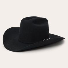 The Mezcal combines legendary Stetson quality and classic western style in one timeless package. It's crafted from our proprietary 6X fur felt, which is prized for its durability and elegant feel, and, as with all hats that come out of our factory in Texas, each Mezcal is touched by more than 100 sets of hands during production, resulting in a hat that is designed and built to stand the test of time. It features a 5” cattleman crown, 4” brim and is finished with a matching self-felt band and thr Black Stetson Hat, Stetson Hat, Cut Tees, Denim Boots, Fringe Jacket, Hat Box, Outdoor Men, Black Felt, Mini Shirt Dress