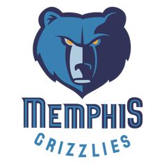 the memphis grizzles logo is shown in blue and white with orange eyes