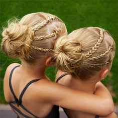 Braid/Bun Combo Girls School Hairstyles, Hairstyles School, Ballet Hairstyles, Gymnastics Hair, Kid Braid Styles, Ponytail Hairstyles Easy, Easy Hairstyles For School, Dance Hairstyles