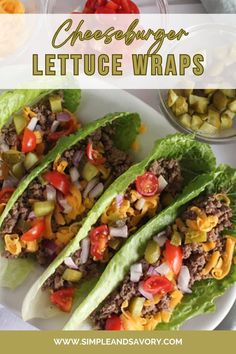 two lettuce wraps filled with meat and vegetables