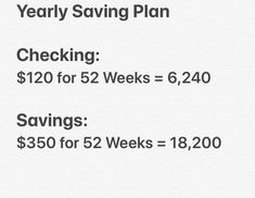 a white paper with the words, very saving plan checking $ 120 for 52 weeks = 6