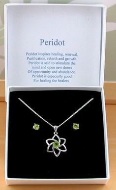 Peridot Flower Necklace & Earrings | Peridot Jewellery | UK Purple Items, Lavender Purple