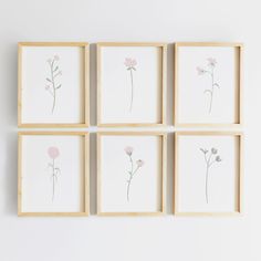 Framed pink watercolor flower nursery art prints. Set of 6! ----------------------------------------------- WHAT YOU'LL RECEIVE - Select from drop down menu ----------------------------------------------- 6 unframed prints OR 6 framed prints  ------------------------------------------------ FRAMED PRINT DETAILS ------------------------------------------------ -Solid Maple OR Walnut -No glass (open face) -Backing and hanger included -1 inch depth and 1/2 inch face -------------------------------- Nursery Floral Wall, Baby Girl Nursery Floral, Nursery Flower Wall, Watercolor Flower Nursery, Girl Nursery Floral, Floral Baby Nursery, Watercolor Floral Nursery, Blush Pink Nursery, Girls Nursery Floral