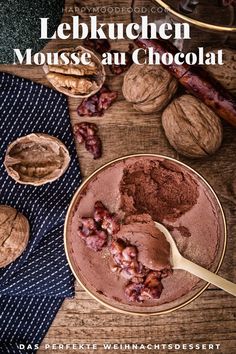 the cover of vegan lekruchen mousse with nuts and chocolate