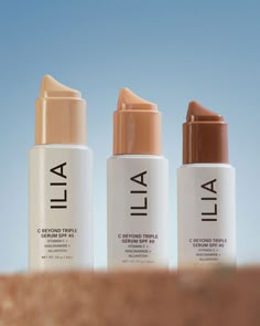 A first-of-its-kind serum with encapsulated Vitamin C, mineral SPF 40, and Niacinamide in a waterless base for brighter skin instantly and over time. Clean Face Makeup, Stick Packaging, Serum Concealer, Ilia Beauty, Sustainable Skincare, Lip Balm Stick, Serum Foundation, Foundation Stick, Makeup Package