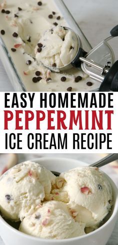 homemade peppermint ice cream recipe in a bowl