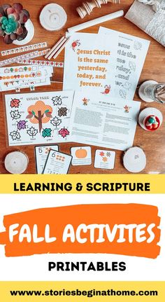 fall activities for kids with the text learning and scripting fall activities printables