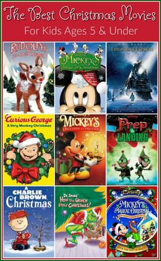 the best christmas movies for kids ages 5 and under with pictures of children's books