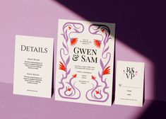 the wedding stationery was designed to look like an art deco - inspired paper piece