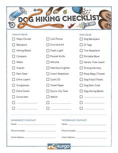 a printable dog hiking checklist