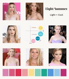 Summer Cool Light Fashion, Light Summer Seasonal Color Analysis, Light Summer Brunette, Light Spring Light Summer, Light Summer Color Palette Celebrities, Light Summer Clothes Color Palettes, Light Summer Vs True Summer, Light Summer Style Outfit, Light Summer Fashion