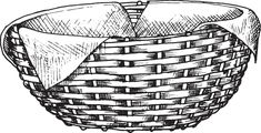 a wicker basket is shown in this black and white drawing, vintage line drawing or engraving illustration