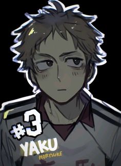 an anime character with the number 3 on it's chest and his name is yaku