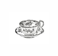 a drawing of a cup and saucer