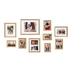 a group of framed photographs hanging on the wall