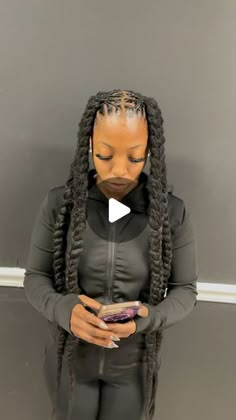 SlaybyNae🌺 on Instagram: "Jumbo braids ❤️‍🔥 #womenlocs #womenlocstyles #atllocs #dmvlocs #dmvloctician #extendedstyles" Stitch Braids With Locs, Loc Styles With Braiding Hair, Locstyles Women Long, Dreadlock Styles Updo, Dreads With Weave, Locs Two Ponytails, Jumbo Box Braids Over Locs, Braids Over Locs For Black Women, Jumbo Twists Over Locs