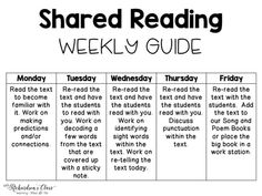 the shared reading weekly guide for students