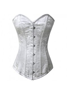 CU-11068-EB-9051-5004 White Brocade Overbust Corset