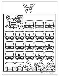 the christmas train worksheet for kids to learn numbers and countings with this printable