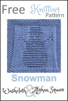 the free knitting pattern for snowman afghan and afghan square is available in two sizes