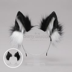 the black and white furry ears are on display