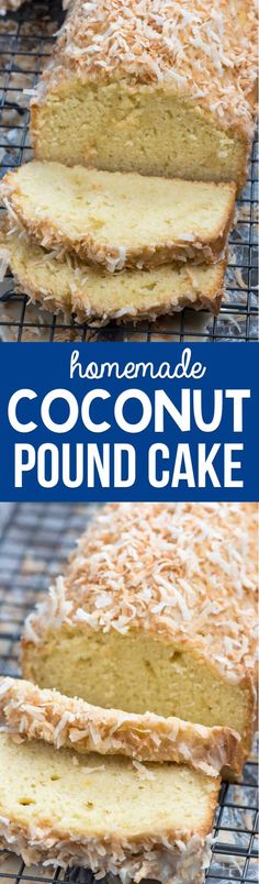 homemade coconut pound cake on a cooling rack