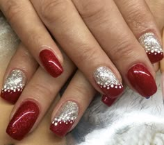 Christmas Nail Art Red, Pretty Nail Polish Colors, Brown Acrylic Nails, Nail Tip Designs, December Nails, Gel Acrylic Nails, Fancy Nails Designs, Festival Nails