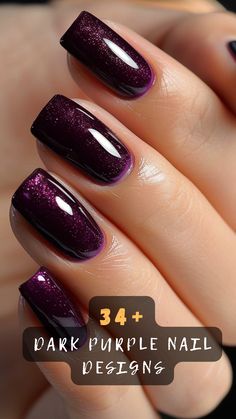 Dive into the world of dark purple nail designs with 34+ stunning options that will leave you mesmerized. These designs bring a touch of mystery and elegance to your style, perfect for any occasion. Want to discover how to incorporate this rich hue into your nail art? Click to explore these captivating designs. 💜💅 #DarkPurpleNails #NailArtInspo #ElegantNails #ChicDesigns #NailTrends #PurplePassion #NailInspiration Dark Purple Gel Nails, Dark Purple Fall Nails, Nails Deep Purple, Deep Purple Nails Design, Midnight Purple Nails, Dark Purple Nail Designs, Dark Purple Nail Polish