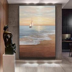 Sailing the stunning sunset away with this beautiful realistic painting! With a compelling composition and gorgeous use of lighting, this artwork really stands out and invites you in to explore what's beyond the sunset.⁠ Original art, hand-painted by our artists Durable & non-toxic paint on artist linen canvas Framed by experts, arrives ready to hang Certificate of authenticity included Fully insured free express shipping Minor differences due to original handwork For custom sizes, message us on Beach Sunset Painting, Sunset Canvas Painting, Landscape Decor, Ocean Painting, Sunset Painting, Famous Art, Beach Painting, Colorful Landscape