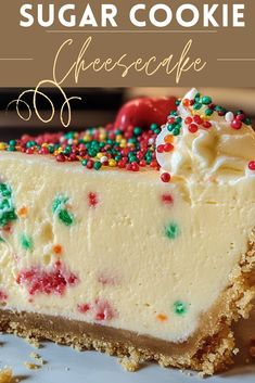 Christmas Recipes: Sugar Cookie Cheesecake Sugar Cookie Cheesecake, Brookies Cookies, Cookie Cheesecake, Sugar Cookie Crust, Yummy Sugar Cookies, Breakfast Appetizers, Soft Sugar Cookies, Cheesecake Cookies, Cheesecake Desserts