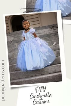 Create your own Disney Cinderella dress costume with the Marigold dress. Check our blog for info on creating this halloween costume and share your own version in our Facebook group and Instagram @peonypatterns! Cinderella Dress Pattern, Toddler Cinderella Costume, Diy Cinderella Costume, Disney Cinderella Dress, Tutu Dress Pattern, Cinderella Dress Costume, Cinderella Dress For Girls, Princess Dress Patterns, Cinderella Dress Disney