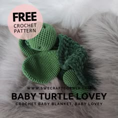 a crocheted baby turtle hat and booties on top of a furry blanket