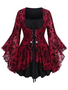 PRICES MAY VARY. Polyester Blend Imported Drawstring closure Hand Wash Only Outfits Goth, Medieval Shirt, Emo Shirt, Retro Steampunk, Vestidos Retro, Punk Shirt, Gothic Shirts, Grunge Shirt, Ruffle Flower