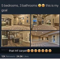 an instagramted photo with the caption that says it's 5 bedroom, 3 bathrooms this is my goal