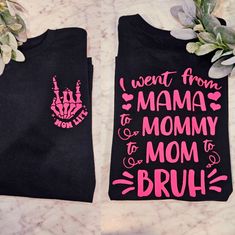 Cute Design ! Custom Made And Will Ship Within A Few Days! On Gildan Unisex Short Sleeve Check Out My Page For More Designs Mom Mommy Bruh, Mommy Mom Bruh, Recycled T Shirts, White Graphic Tee, Star Wars Tshirt, Purple T Shirts, Humor Funny, Pink Tshirt, Mama Shirt