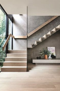 Stairs Design 2023, Main Bedroom Ideas Modern Luxury, Concrete Stairs Indoor, Modern House Stairs, Steps Design Interior Stairs, Contemporary Stairs Design, Reling Design, Stairs Modern