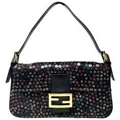 Fendi Baguette Multicolor Button Embroidered Leather Shoulder bag These are professional photos of the actual bag. CONDITION: EXCELLENT There may be a couple of beads missing at places but overall in excellent condition. DETAILS Fendi Baguette Multicolor Buttons Black satin lining Gold hardware Standard size Width 27cm x Height 15.5cm x Depth 7cm Structured Shoulder, Satin Noir, Professional Photos, Vintage Fendi, Embroidered Leather, Fendi Baguette, Black Sequins, Black Satin, Fashion Handbags