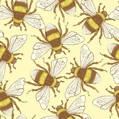 seamless bees on yellow background