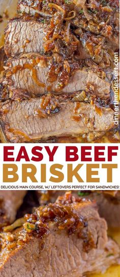 an easy beef brisket recipe on a plate