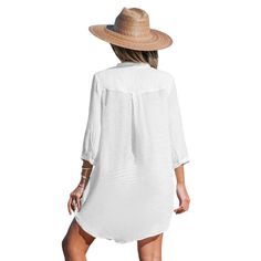 Whether your on the beach or relaxing poolside, you'll be extra stylish in this Women's CUPSHE V-Neck Cover-Up Dress. Click on this WOMEN'S GUIDE to find the perfect fit and more! Whether your on the beach or relaxing poolside, you'll be extra stylish in this Women's CUPSHE V-Neck Cover-Up Dress. Click on this WOMEN'S GUIDE to find the perfect fit and more! FEATURES Pullover styling 3/4-length sleeves V-neckFIT & SIZING 33 3/4-in. length from shoulder to hemFABRIC & CARE Rayon, polyester Rayon, polyester lining Hand wash Imported Model no. CAA07B3C014CC Size: Medium. Color: White. Gender: female. Age Group: adult. Summer V-neck Beach Dress For Day Out, Casual V-neck Swimwear For Beach, Summer V-neck Poolside Cover-up, Casual V-neck Beach Dress For Vacation, Casual V-neck Cover-up For Day Out, Summer Vacation Dresses In Solid Colors, Solid Color Summer Vacation Dresses, V-neck Beach Cover-up For Summer, Summer Beach V-neck Cover-up