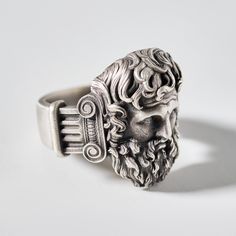 Zeus King of Gods Handmade Silver Men's Ring, 925 Sterling Silver Ring, Handmade Gift, Boyfriend Gift, Personalized Gift Jewelry This is mine. Zeus, the chief god of all living things on earth and in the sky! Zeus, who defeated the strongest of the Titans... Storms are my anger, lightning is my roar, lightning is my spear... I accompany the stars, gather the clouds, move the mountains. I am now the king of gods, titans, giants and men! ★ Product Details * Gender: Male / Female * Material: 925 St Gift Boyfriend, Living Things, Mens Silver Rings, Men's Ring, Gift Jewelry, Silver Man, Memorial Gifts, Ring Handmade, Signet Ring