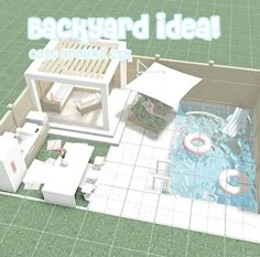 an aerial view of a pool and patio with text that reads backyard ideas for small spaces