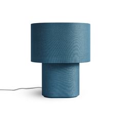 a blue lamp with a cord attached to it