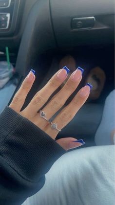 Fun Blue Nails, Ongles Gel French, Hoco Nails, Teen Nails, Navy Blue Nails, Nail Board, Blue Acrylic Nails