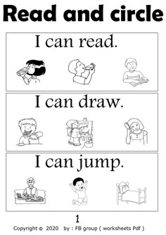 worksheet for reading the words read and circle with pictures to help students learn