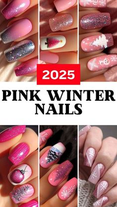 Light Nails With Glitter, French Tips And Glitter, Pink Winter Nails, French Tip Designs, Winter Nail Art Ideas, French Tip Design