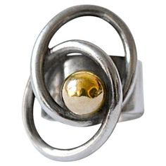 Very rare sterling silver ring with 14k gold ball from Pierre Cardin dating to the 1970's. Currently adjusted for a size 6 although this can be made smaller or larger. Signed. Very good condition. 2024 Inspiration, 70s Jewelry, Pierre Cardin, Jewelry Inspo, Very Rare, Sterling Silver Ring, Fashion Rings, Silver Ring, Sterling Silver Rings