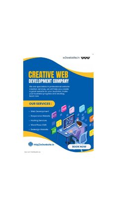 the front cover of a web development company brochure, with an image of a computer