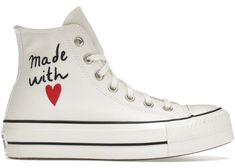 Buy and sell authentic Converse shoes on StockX including the Converse Chuck Taylor All-Star Lift Hi Made With Love (W) and thousands of other sneakers with price data and release dates. Converse Off White, High Top Chucks, Cute Converse, Chuck Taylor All Star Lift, Converse Red, Taylor Made, Black Converse, White Converse, Color Vintage