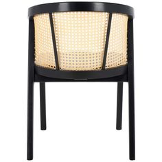 a black and white chair with a light on it